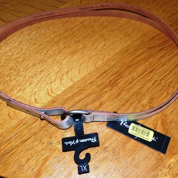 Preston & York Boho Preppy Brown Italian Leather Bronzed Chain Loop Toggle Belt Preston & York | Accessories | Preston York Brown Leather  main image 3